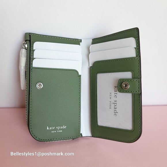 KATE SPADE Devin Painterly Bouquet SMALL Bifold Leather Wallet-Cedar Stand  🎈⭐ - Picture 14 of 16